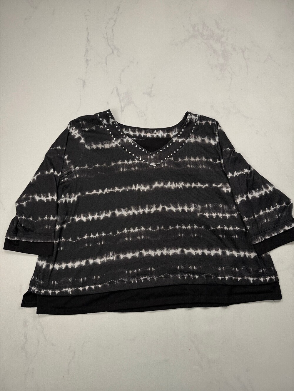 Allison Daley Blouse Black 90s Printed - Womens 3X